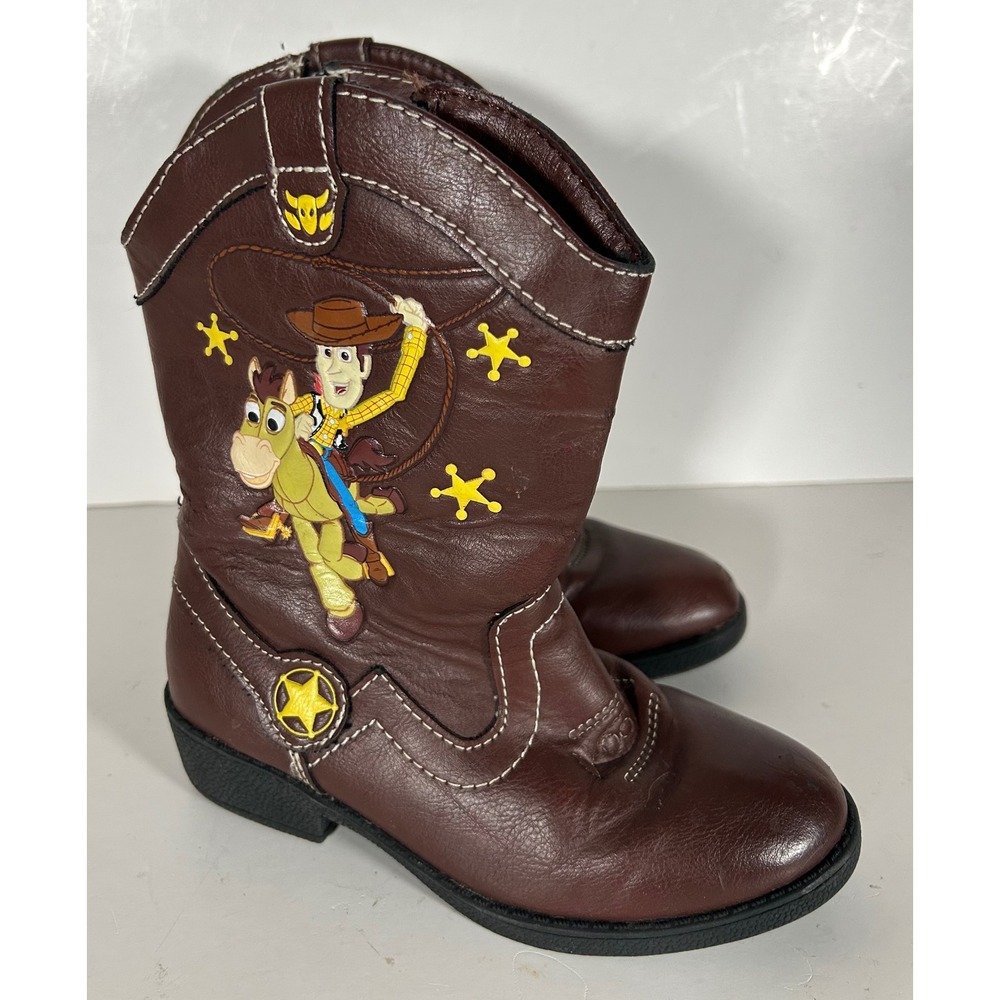 Disney Pixar Toy Story Woody Bullseye Brown Cowboy Boots Toddler Size 10